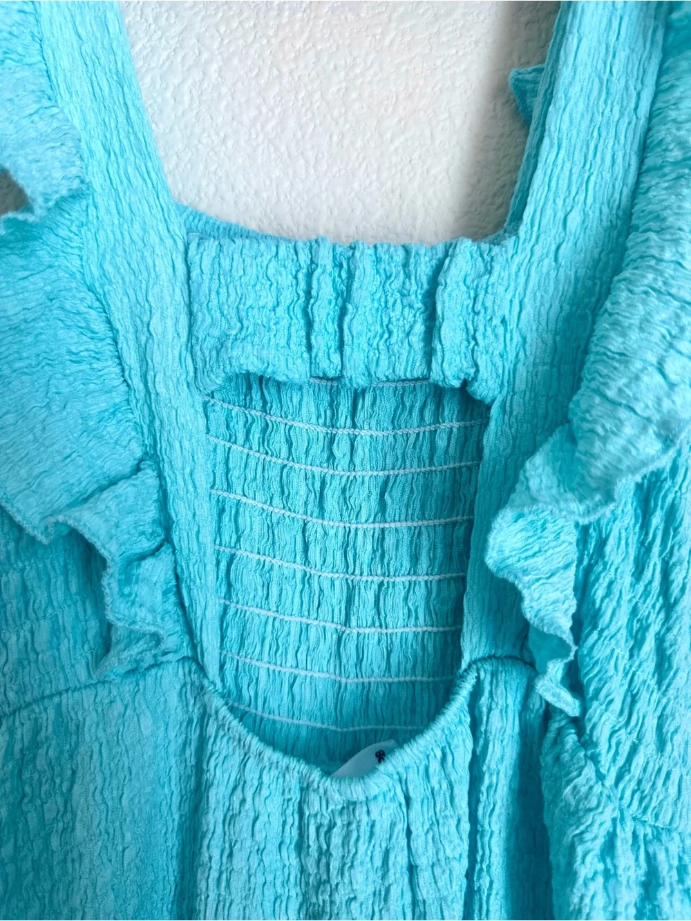 Zara Girl’s Aqua Smocked Wide-Leg Jumpsuit Size 8